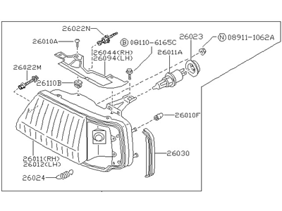 Nissan B6010-D4500 Passenger Side Headlight Assembly