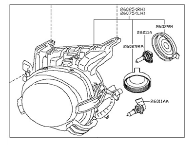 Nissan 26060-1KM0A Driver Side Headlight Assembly