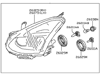 Nissan 26010-1VX0A Passenger Side Headlight Assembly