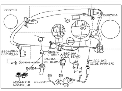 Nissan 26060-4AF0A Driver Side Headlight Assembly