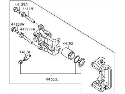 Nissan 44001-EA04A CALIPER Assembly-Rear RH,W/O Pads Or SHIMS