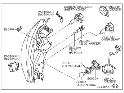 Nissan 26060-ZY80A Driver Side Headlight Assembly