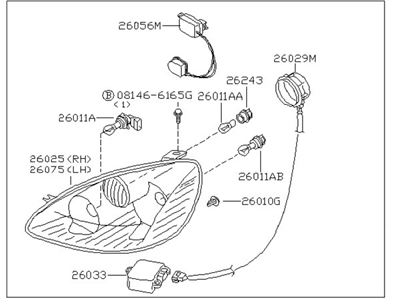 Nissan 26010-8J125 Passenger Side Headlamp Assembly