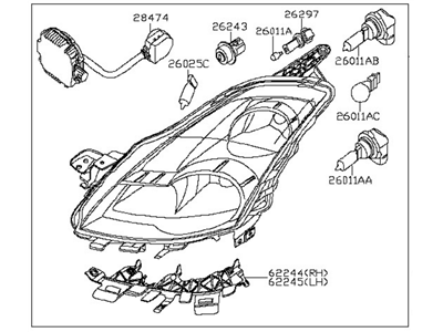 Nissan 26060-ZX10B Driver Side Headlight Assembly