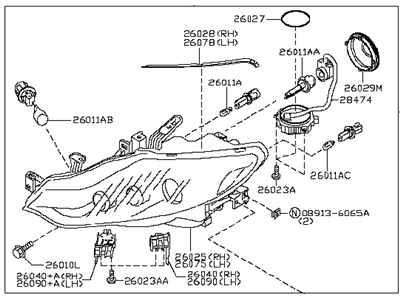 Nissan 26060-1AA0D Driver Side Headlight Assembly