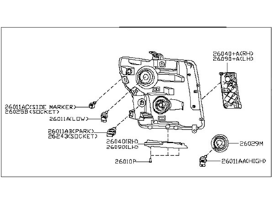 Nissan 26010-EZ21A Passenger Side Headlight Assembly