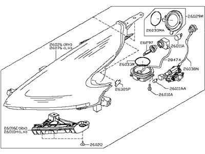 Nissan 26060-6GA2A Headlamp Assembly-Driver Side