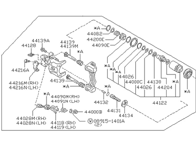 Nissan 44011-D3502 CALIPER Assembly LH Rear