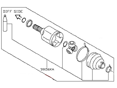 Nissan C9711-3LM0A Repair Kit Slide Joint Inner 2.0L (CVT)