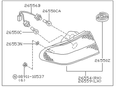 Nissan 26550-8B825 Lamp Assembly-Rear Combination,RH