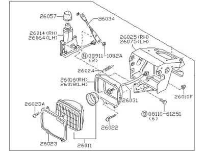 Nissan 26010-06F01 Passenger Side Headlight Assembly