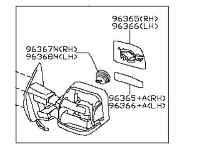 Nissan 96302-9FS1A Mirror Assembly-Outside LH