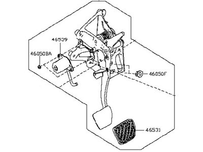 Nissan 46501-3NF1B Pedal Assy-Brake W/Bracket