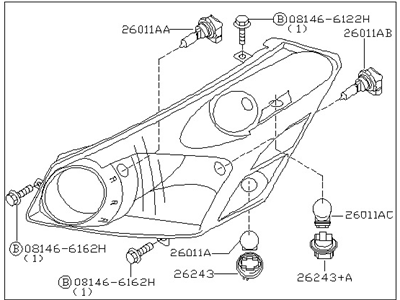 Nissan 26060-5Z025 Driver Side Headlamp Assembly