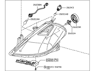 Nissan 26060-6MA0A Headlamp Assembly-Driver Side