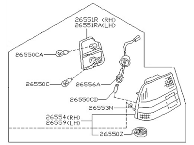 Nissan 26550-40U27 Lamp Assembly-Rear Combination,RH