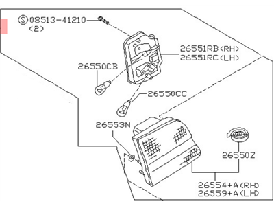 Nissan 26555-40U28 Lamp Assembly-Rear Combination LH