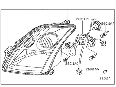 Nissan 26010-ZT50A Passenger Side Headlight Assembly