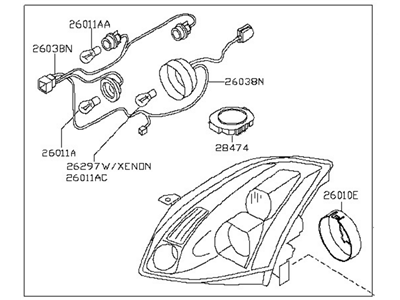 Nissan 26010-ZA40A Passenger Side Headlight Assembly