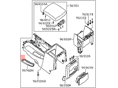 Nissan 96910-EA010 Console Floor BRN