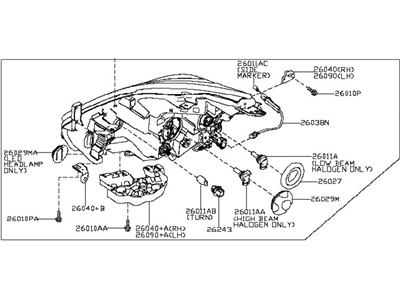 Nissan 26060-5AA0B Driver Side Headlight Assembly
