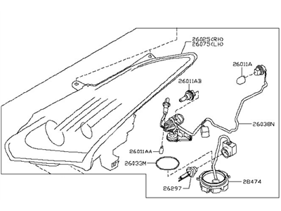 Nissan 26010-KB52A Passenger Side Headlamp Assembly