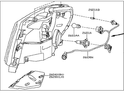 Nissan 26060-1PA0A Driver Side Headlamp Assembly