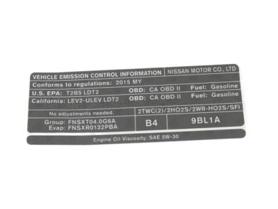Nissan 14805-9BL1A Label-Emission Control Information
