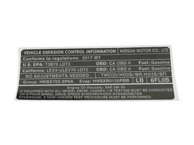 Nissan 14805-6FL0B Label-Emission Control Information