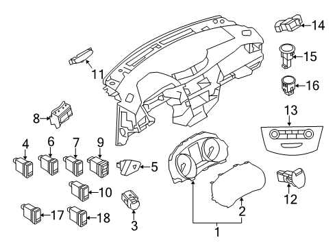 2020 Nissan Rogue Cluster & Switches, Instrument Panel Diagram 2