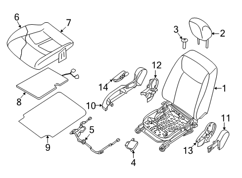 2021 Nissan Leaf Passenger Seat Components Diagram