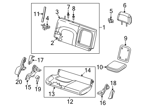 2021 Nissan Frontier Rear Seat Components Diagram 2