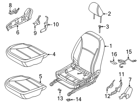 2021 Nissan Versa Passenger Seat Components Diagram