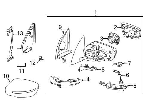 Door Mirror Assy-RH Diagram for 96301-6MR0A