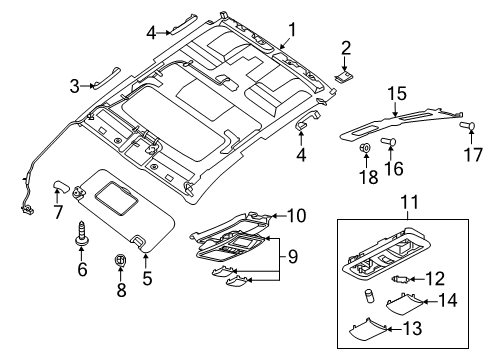 Module Assembly-Roof Trim Diagram for 739B0-9FU2C