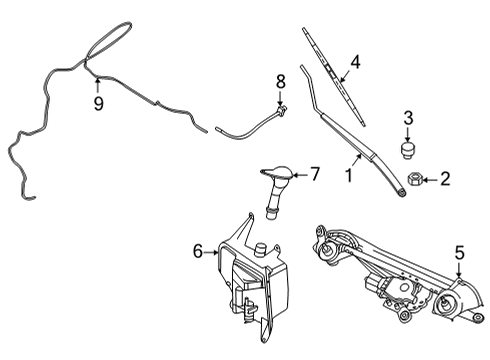 2022 Nissan Sentra Wiper & Washer Components Diagram
