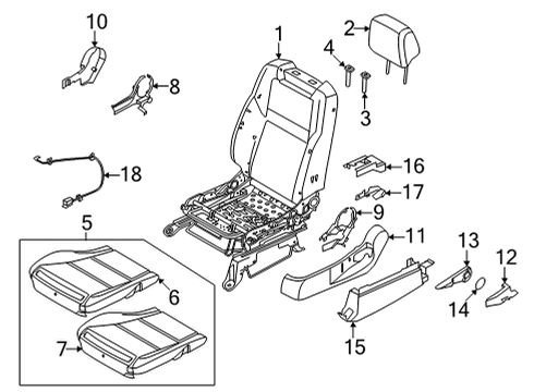 Pad Assy-Cushion,Front Seat LH Diagram for 87361-9BU0A