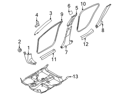 Garnish-Center Pillar,Upper RH Diagram for 76913-6LB0A