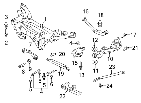 2020 Nissan Rogue Rear Suspension Components, Lower Control Arm, Upper Control Arm, Stabilizer Bar Diagram 1