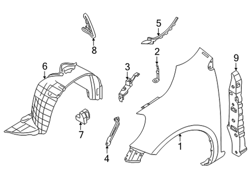 Protector-Front Fender,RH Diagram for 63840-5EE0A