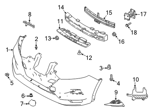 2021 Nissan Rogue Sport Bumper & Components - Front Diagram