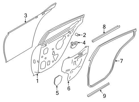 Pad-Rear Door Outer,RH Diagram for 82858-9HE0A