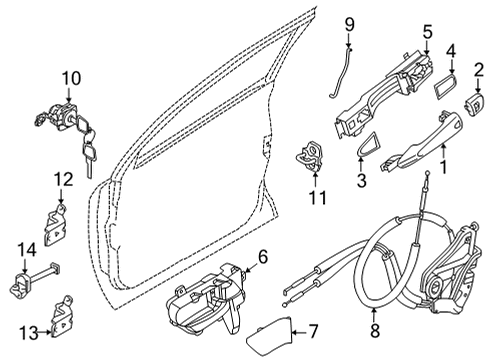 2021 Nissan Rogue Lock & Hardware Diagram 1