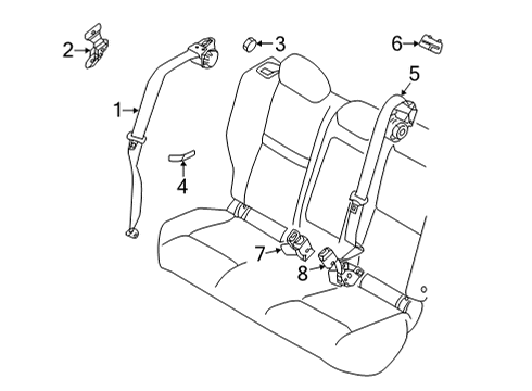 Belt Assy-Tongue,Rear Seat Center Diagram for 88854-6RR9B