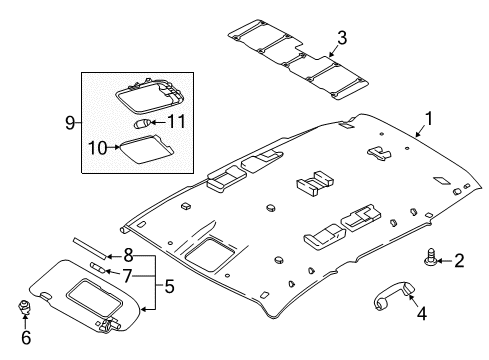 2020 Nissan Rogue Sport Interior Trim - Roof Diagram 1