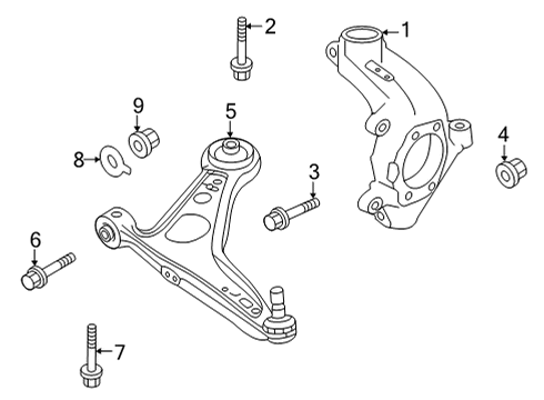 2021 Nissan Rogue Front Suspension Components Diagram 1