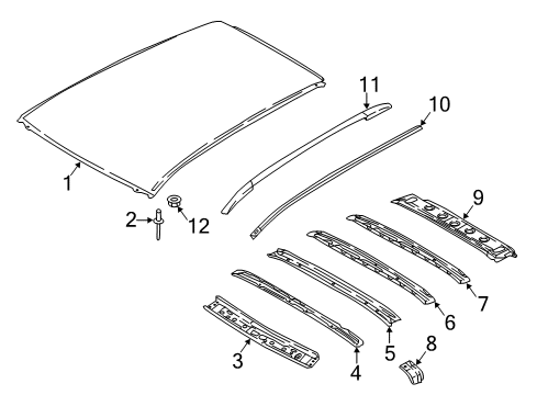 2020 Nissan Rogue Sport Roof & Components, Roof Rack, Exterior Trim Diagram 2