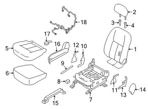 2021 Nissan Titan Passenger Seat Components Diagram 2