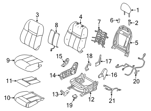 2020 Nissan Rogue Passenger Seat Components Diagram