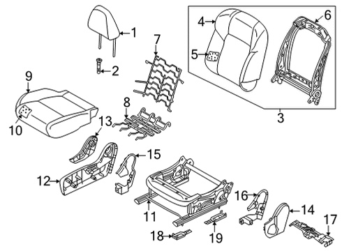2021 Nissan Rogue Passenger Seat Components Diagram 4